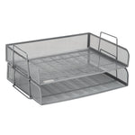 Mind Reader Metal Side Loading Stackable Letter Tray, Letter Size, Silver, 2/Pack (DSTACK2-SIL)