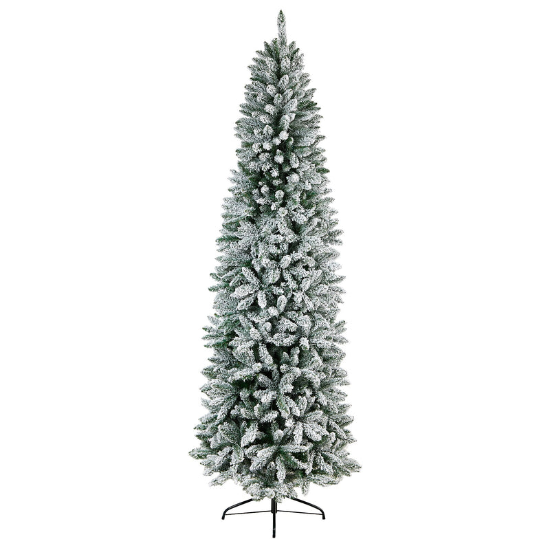 Nearly Natural 8-ft Slim Flocked Montreal Fir Artificial Christmas Tree with 400 Warm White LED Lights (T3312)