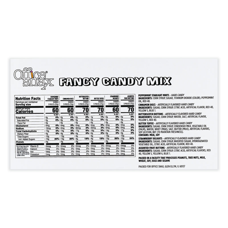 Office Snax Fancy Candy Mix Hard Candy, Assorted Flavors, 16 oz. (OFX00668)