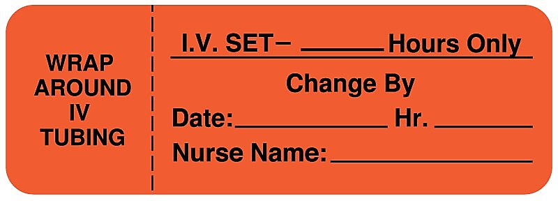 I.V.  Set Tubing Change Label, 3" x 1"
