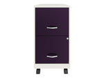 Space Solutions SOHO Smart File 2-Drawer Mobile Vertical File Cabinet, Letter Size, Lockable, Pearl White/Midnight Purple(25336)