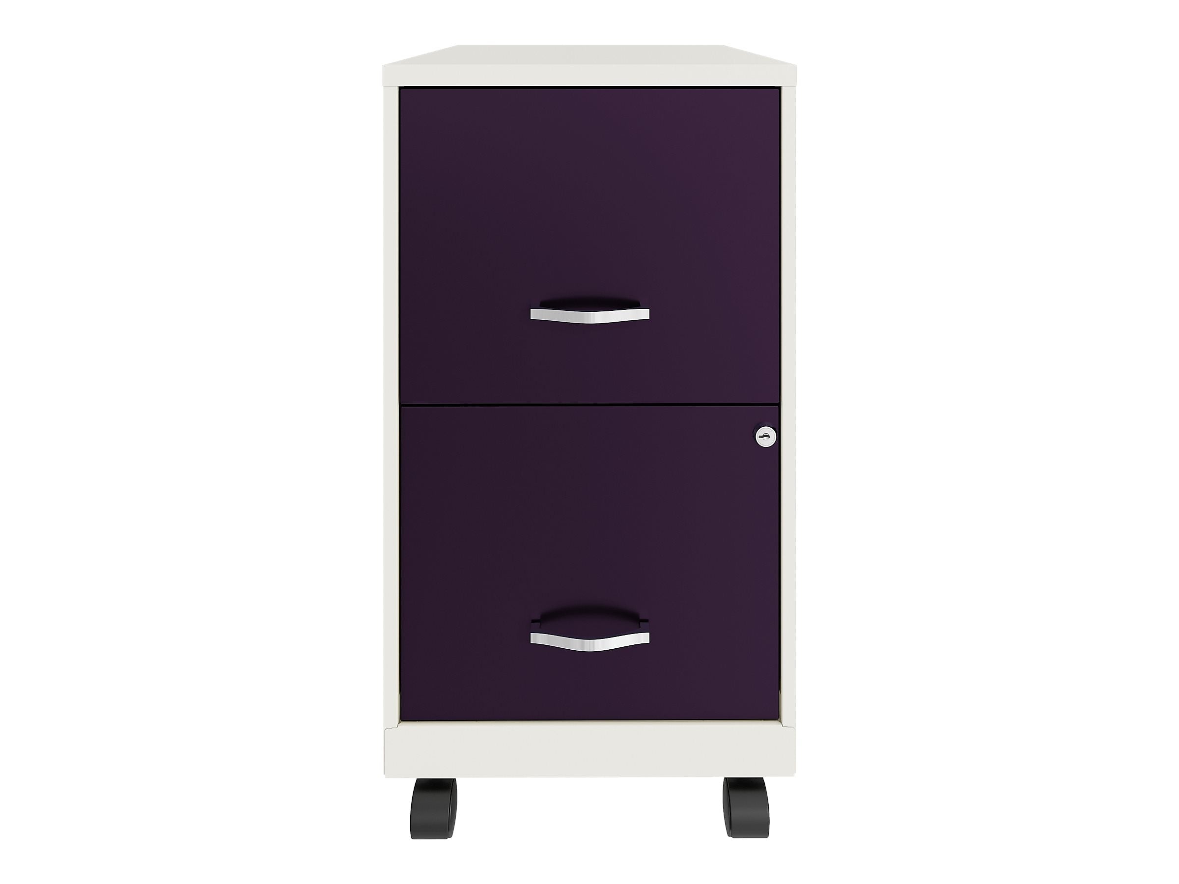 Space Solutions SOHO Smart File 2-Drawer Mobile Vertical File Cabinet, Letter Size, Lockable, Pearl White/Midnight Purple(25336)