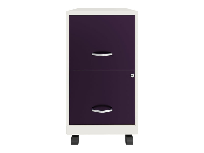 Space Solutions SOHO Smart File 2-Drawer Mobile Vertical File Cabinet, Letter Size, Lockable, Pearl White/Midnight Purple(25336)