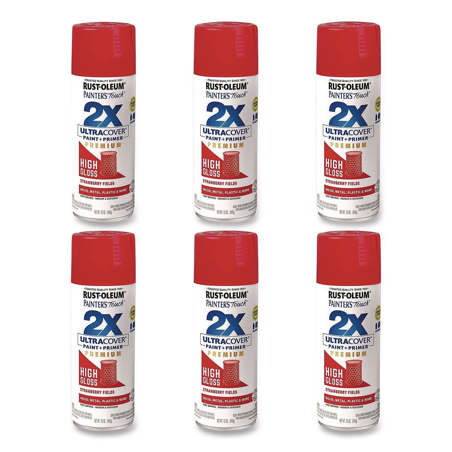 Rust-Oleum Painter's Touch 2X Ultra Cover Spray Paint, Strawberry Fields, 12 oz., 6/Carton (331180)