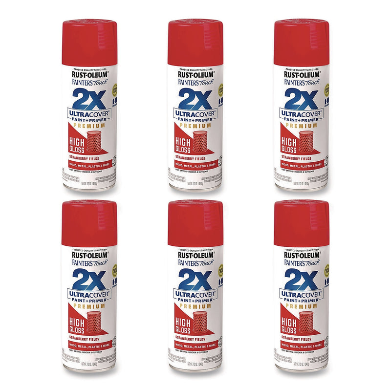 Rust-Oleum Painter's Touch 2X Ultra Cover Spray Paint, Strawberry Fields, 12 oz., 6/Carton (331180)