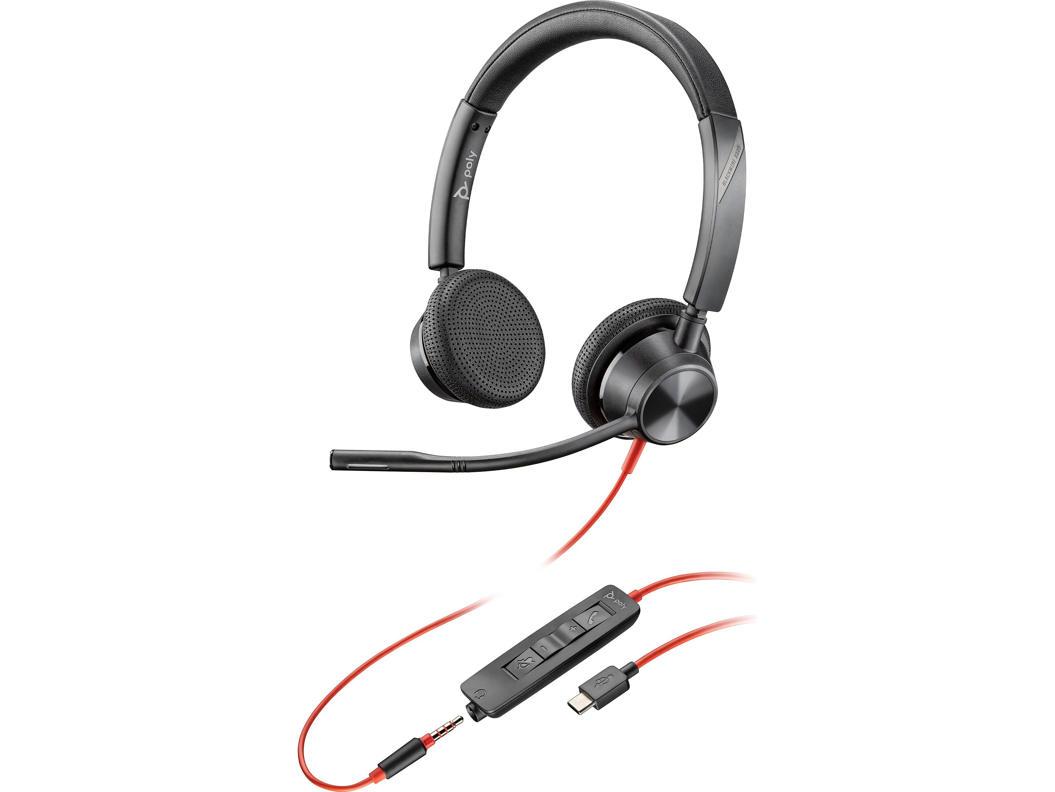 Poly Blackwire 3325 Stereo Headset, USB-C/3.5mm, UC Certified (8X221AA)