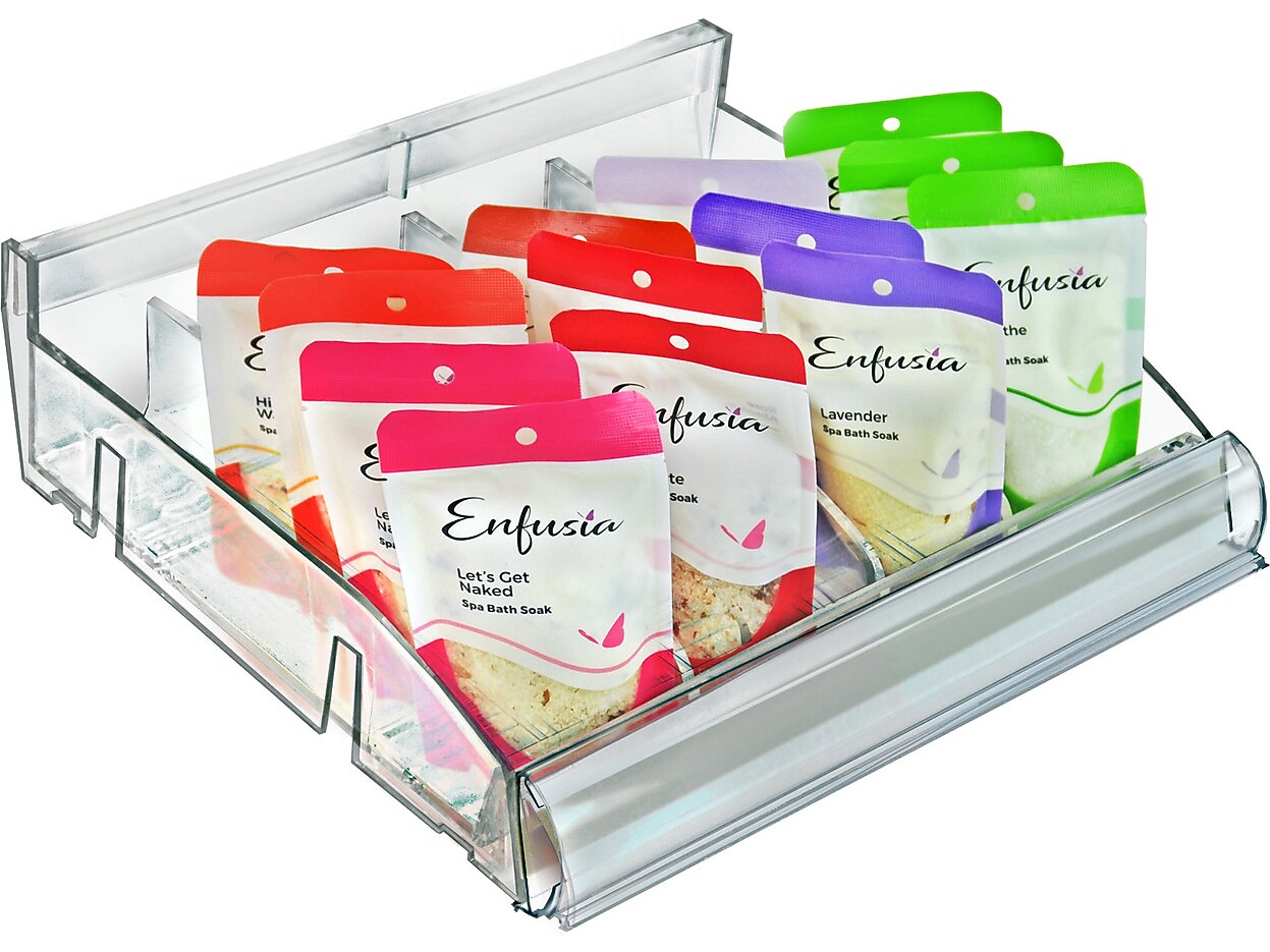 Azar 3.5" x 12" Pegboard 6-Compartment Cosmetic Tray, Clear, 2/Pack (225899-DIVIDER-2PK)