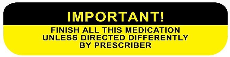 Medication Instruction Label, 1-5/8" x 3/8"