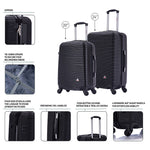 InUSA Royal 2-Piece Hardside Spinner Luggage Set, TSA Checkpoint Friendly, Black (IUROY0SM-BLK)
