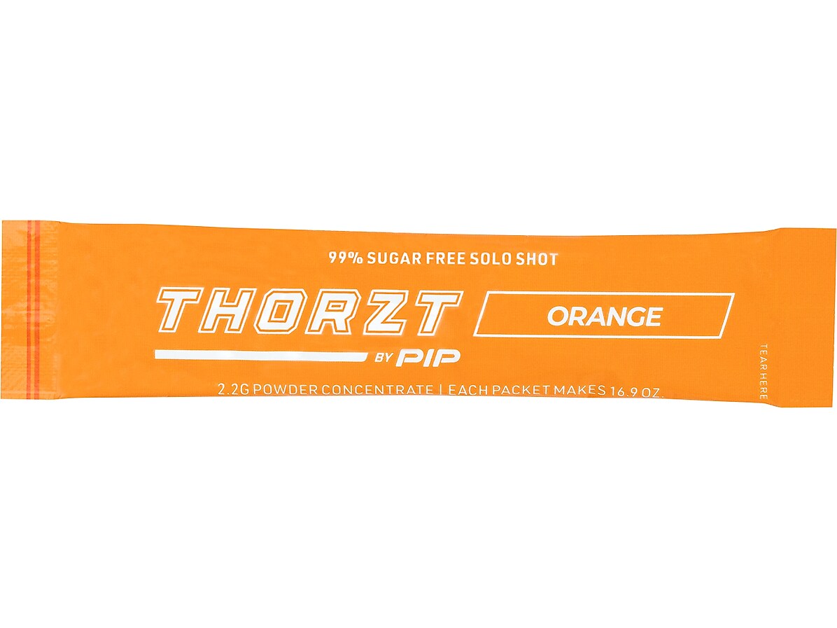 PIP THORZT Solo Shots Sugar-Free Orange Powder Drink Mix, 0.08 oz., 50 Packets/Bag, 10 Bags/Pack (SSSFOR)
