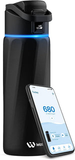 WaterH BOOST Stainless Steel Triple Wall Insulated Smart Water Bottle, 24 oz., Black (B003-24OZ-BK)