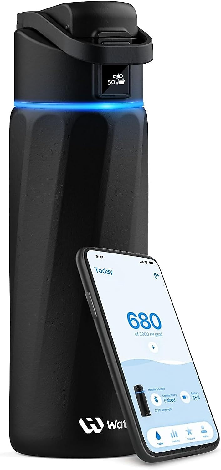 WaterH BOOST Stainless Steel Triple Wall Insulated Smart Water Bottle, 24 oz., Black (B003-24OZ-BK)