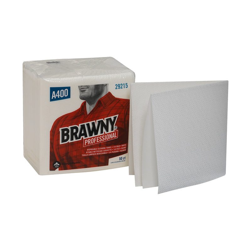 Brawny Professional A400 Cellulose Cleaning Wipers, 13" x 13", White, 800 Wipers/Box, 16/Carton (29215)