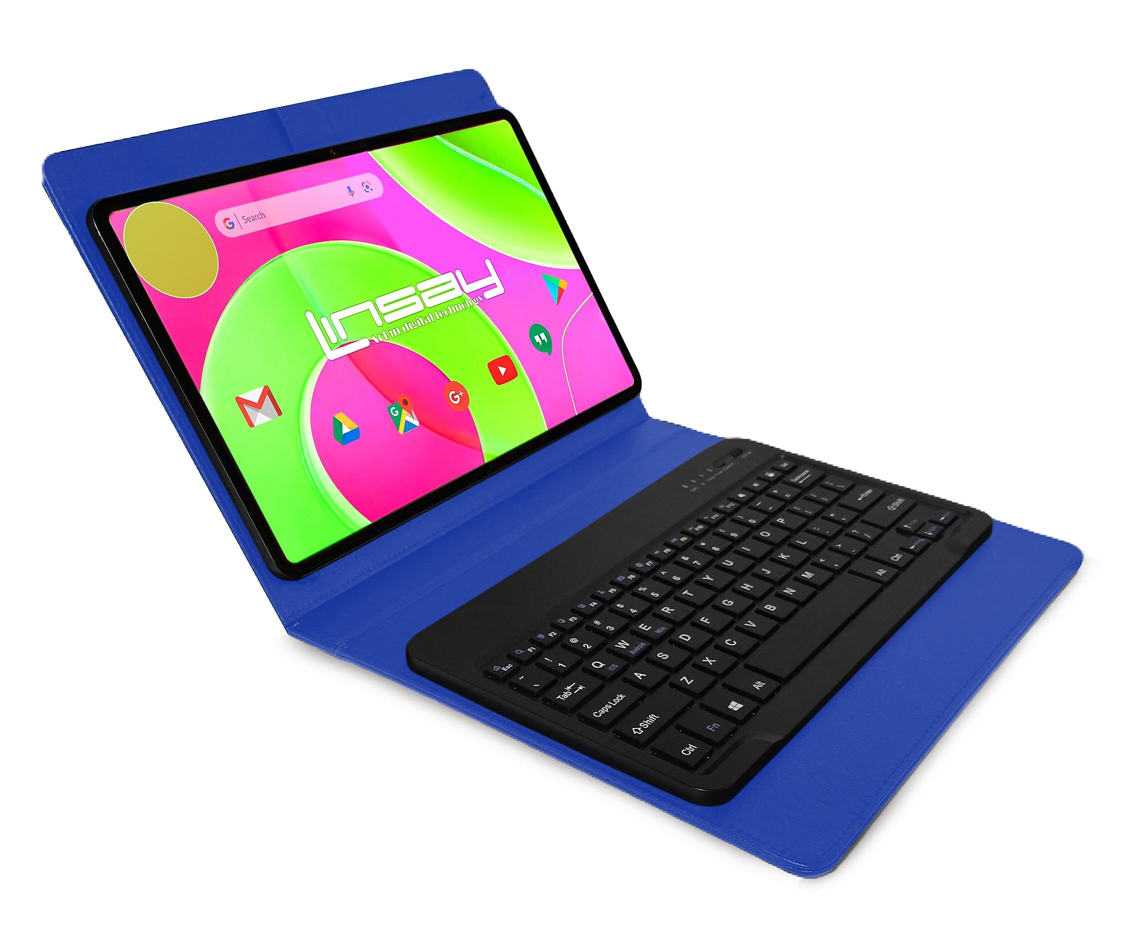 LINSAY 12" Octa Core Tablet, 8GB RAM, 256GB Storage, Android 14, Bundled with Blue Style Keyboard Bundled with App Pack
