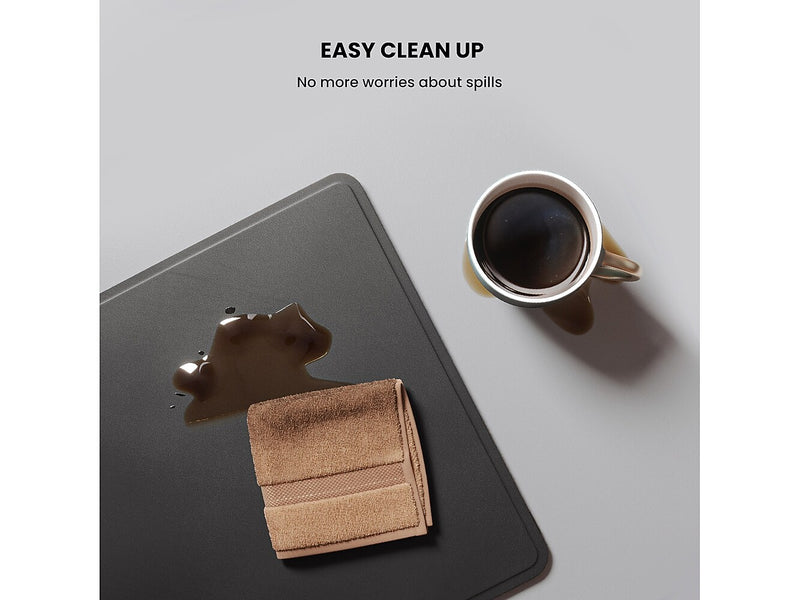 JOURNEY ALTI SLIM Wireless Charging Vegan Leather/Felt Desk Pad, 11.8" x 32.6", Black (JWCDMSBK)