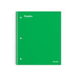 Staples Premium Poly 1-Subject Notebook, 8.5" x 11", College Ruled, 100 Sheets, Green (ST51451D)
