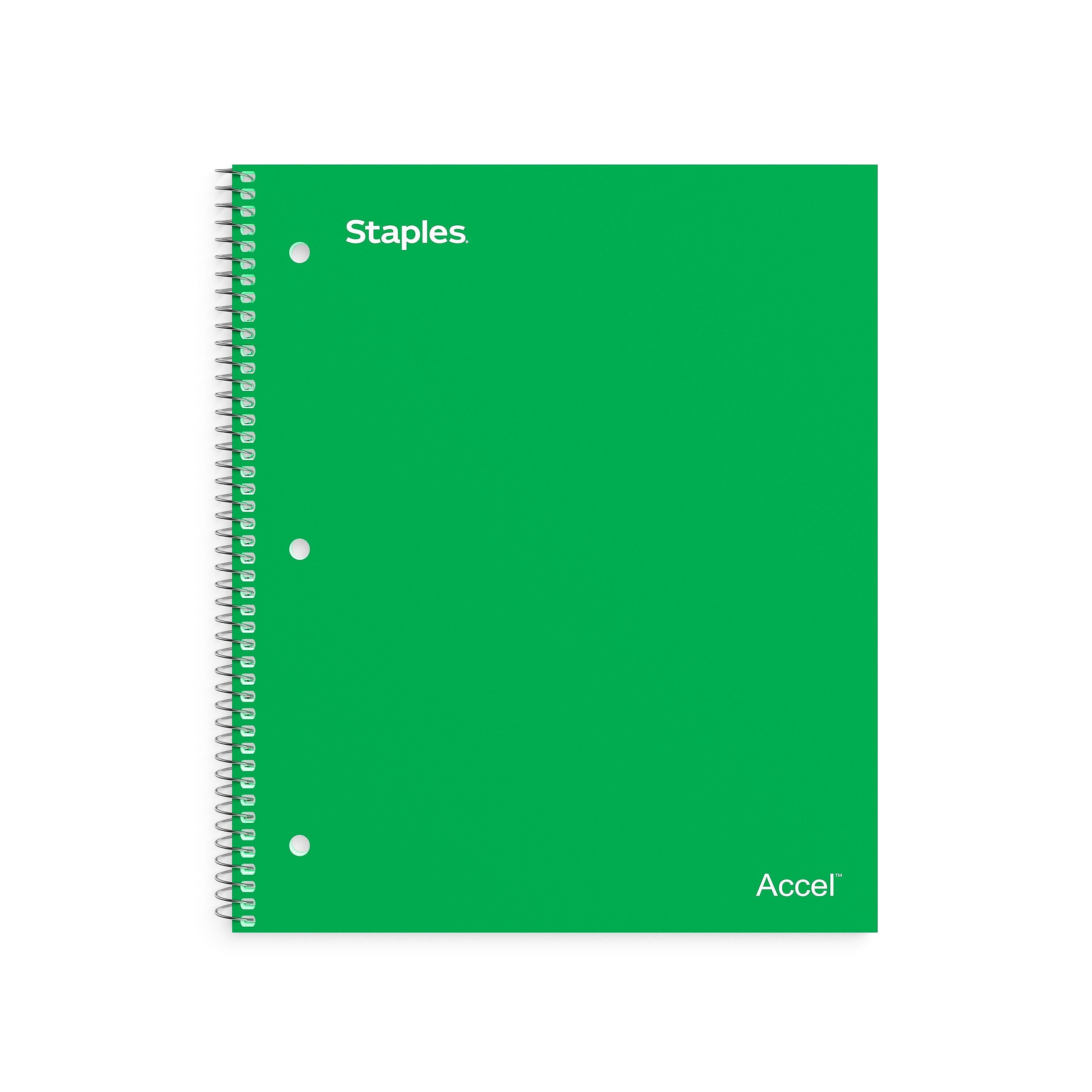 Staples Premium Poly 1-Subject Notebook, 8.5" x 11", College Ruled, 100 Sheets, Green (ST51451D)