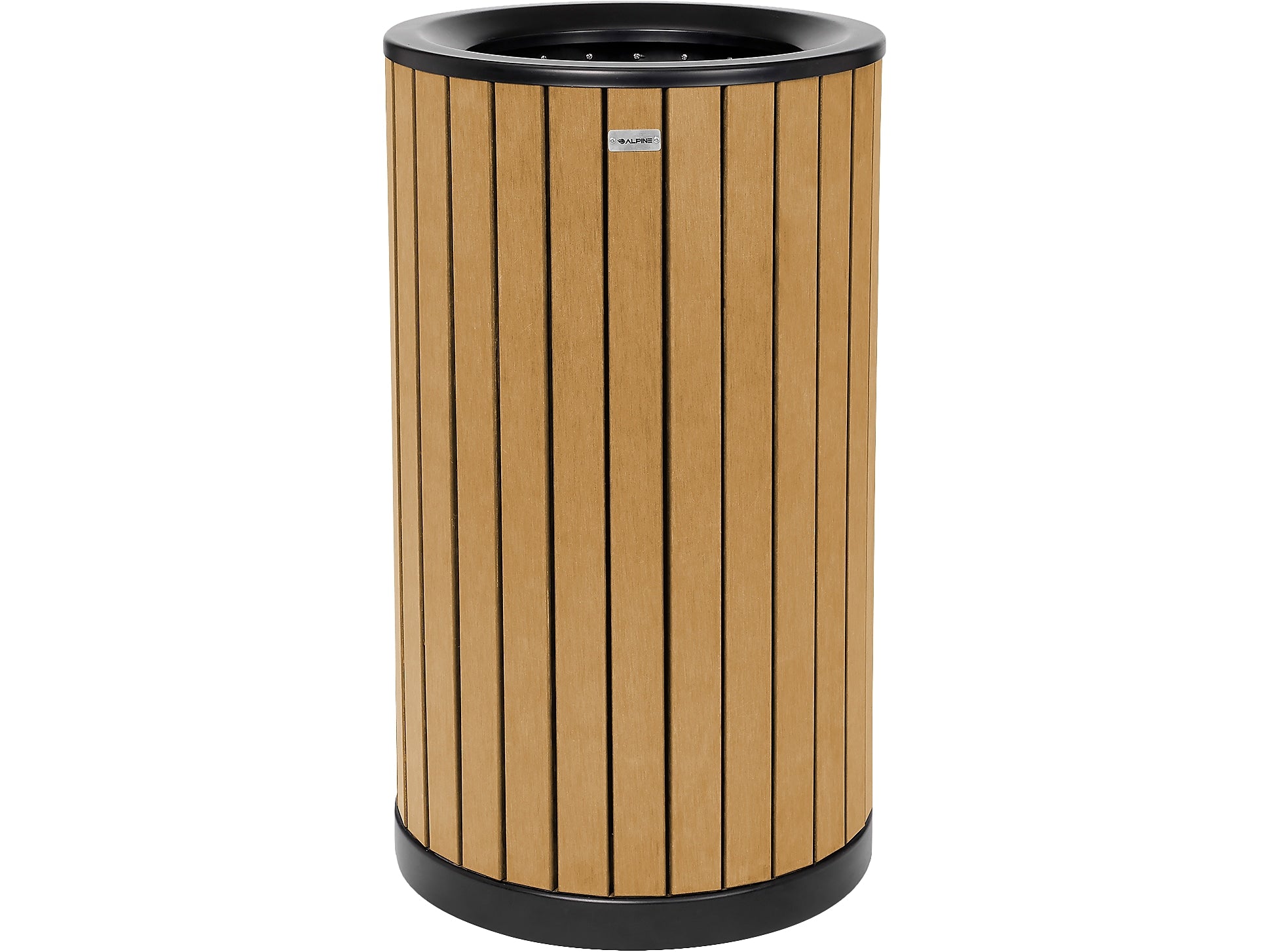 Alpine Industries Steel Outdoor Trash Can with Open Lid, 32 Gallon, Cedar (ALP4400-01-CD)