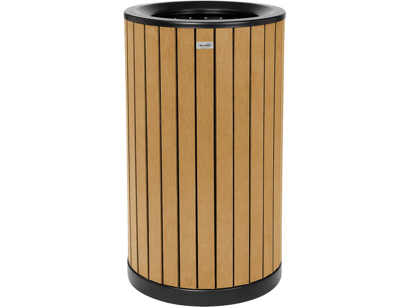 Alpine Industries Steel Outdoor Trash Can with Open Lid, 32 Gallon, Cedar (ALP4400-01-CD)