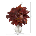 Nearly Natural 18" Autumn Maple Leaf Artificial Plant in Glass Planter (P1541-BG)