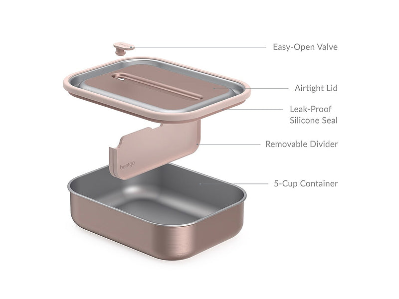 Bentgo MicroSteel Insulated Bento Box, Rose Gold, 41 oz. (BGSTLCH-RG)