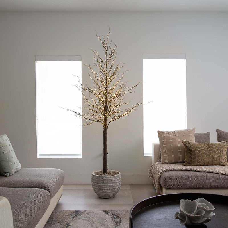 Nearly Natural 6-ft Pre-Lit Artificial Twig Tree with 480 Warm White LED Lights (T4929)
