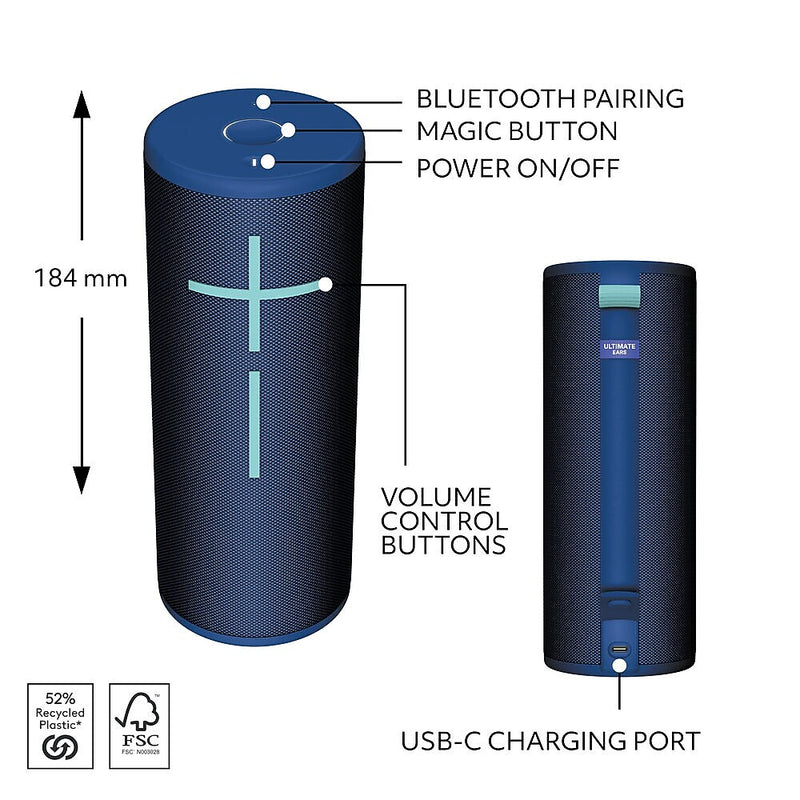 Ultimate Ears BOOM 4 Wireless Portable Bluetooth Speaker, Cobalt Blue (984-001967)