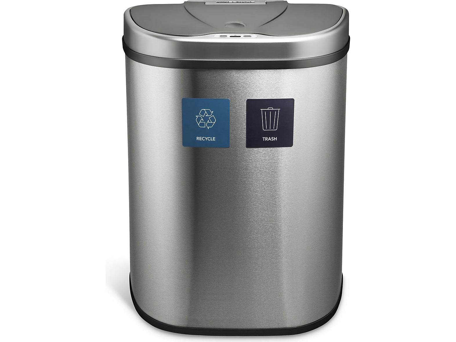 Nine Stars Stainless Steel Dual-Compartment Motion Sensor Trash Can, 18.5-Gallon, Silver (DZT-70-R3)