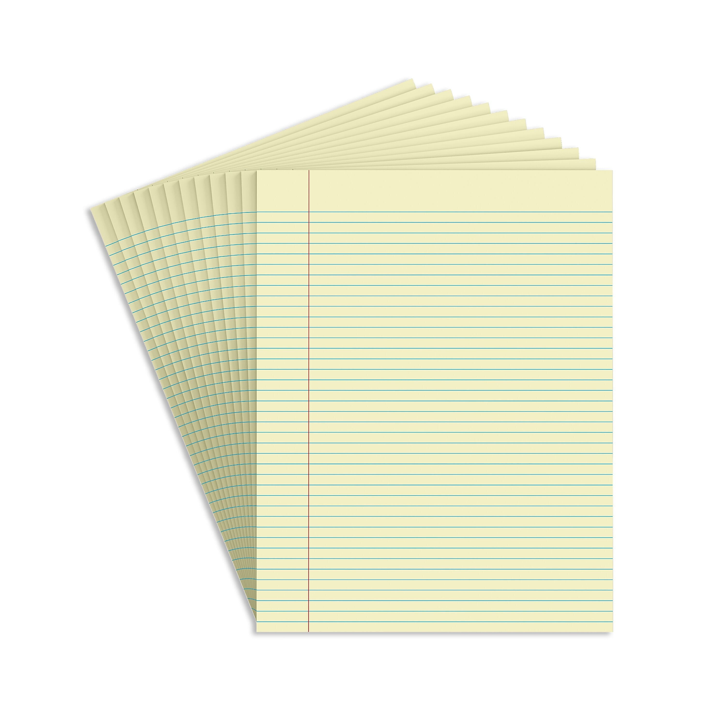 Staples Notepads, 8.5" x 11" (US letter), Narrow Ruled, Canary, 50 Sheets/Pad, Dozen Pads/Pack (ST57296)