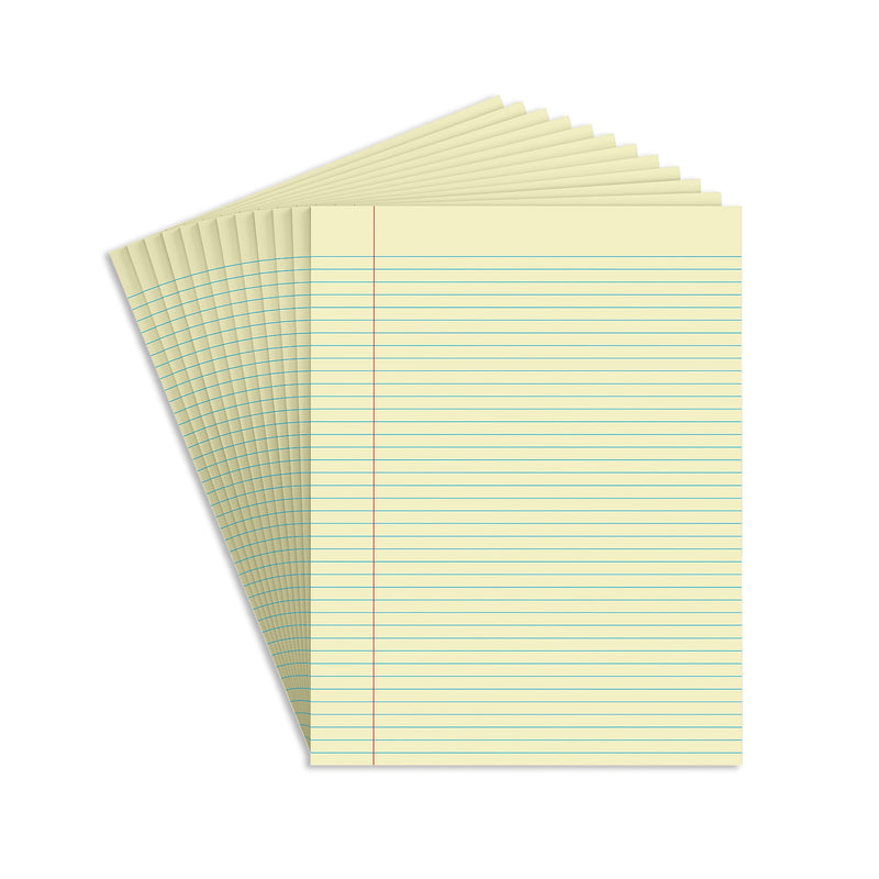 Staples Notepads, 8.5" x 11" (US letter), Narrow Ruled, Canary, 50 Sheets/Pad, Dozen Pads/Pack (ST57296)
