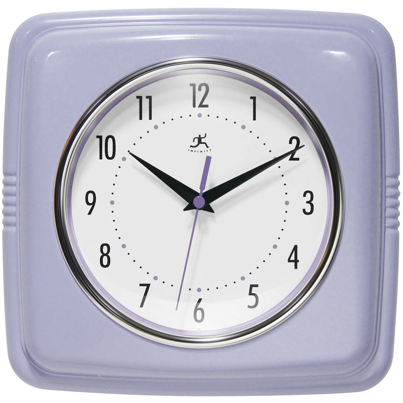 Infinity Instruments Square Retro Lilac Wall Clock, 9.25" (13228LR-4103)