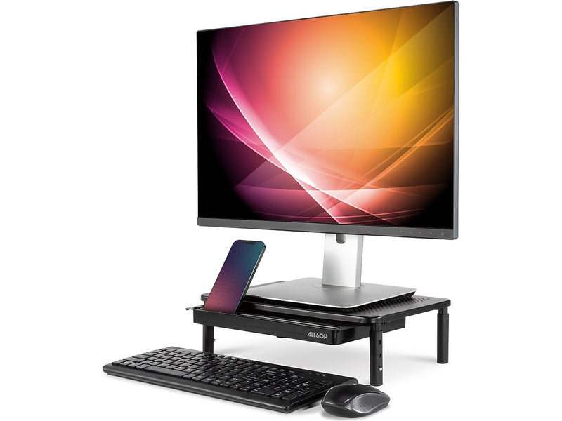 Allsop Metal Art Metal Art Tri-Level Adjustable Stand, Up to 27" Monitor, Black (32545)