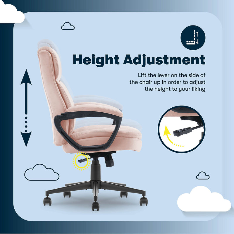 Serta Comfort Ergo Ergonomic Velvet Fabric Swivel Executive Chair, Pink (CCHR10016D)