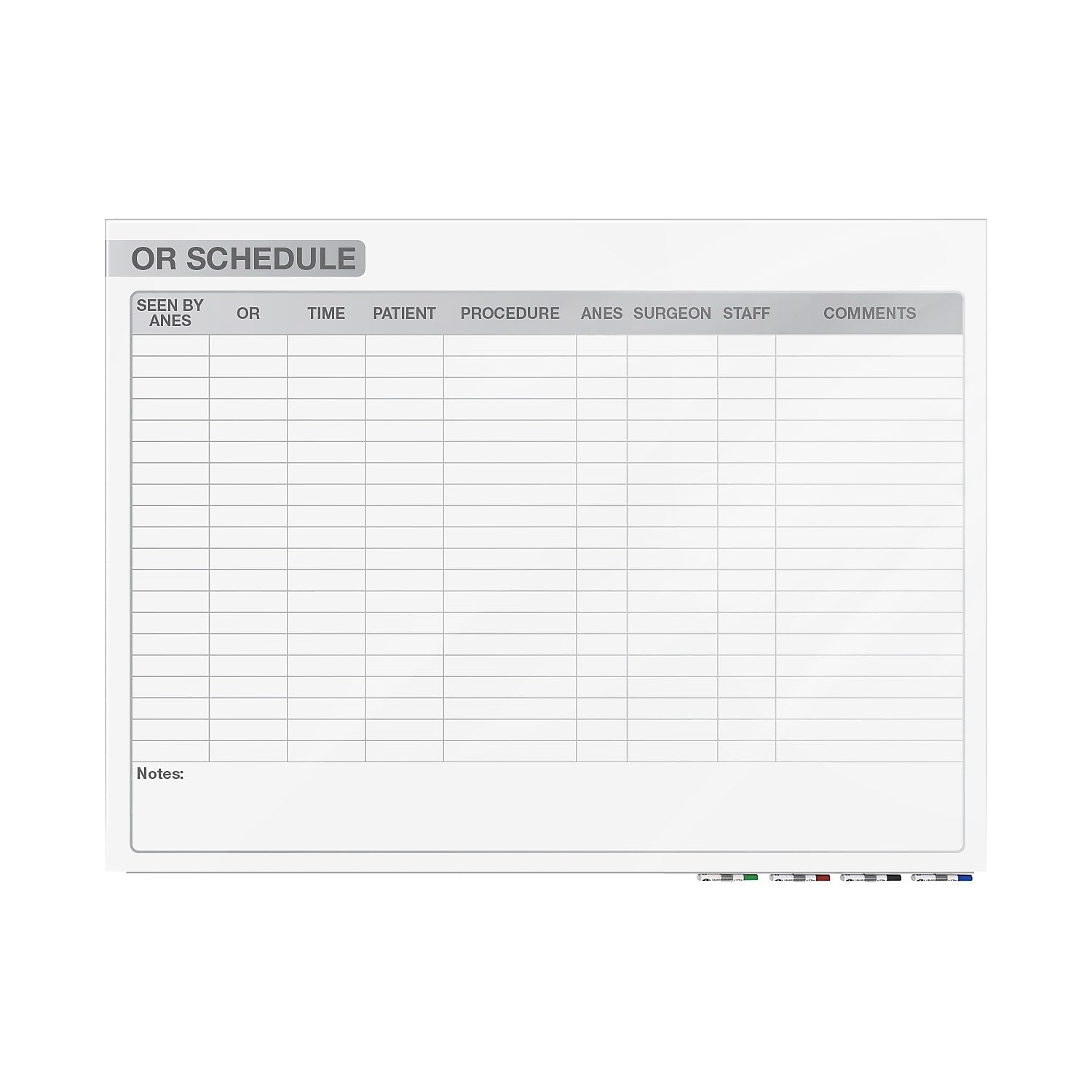 Ghent Aria OR Schedule Glass Dry-Erase Whiteboard, 4'H x 6'W (GRPARIASN13S-46)