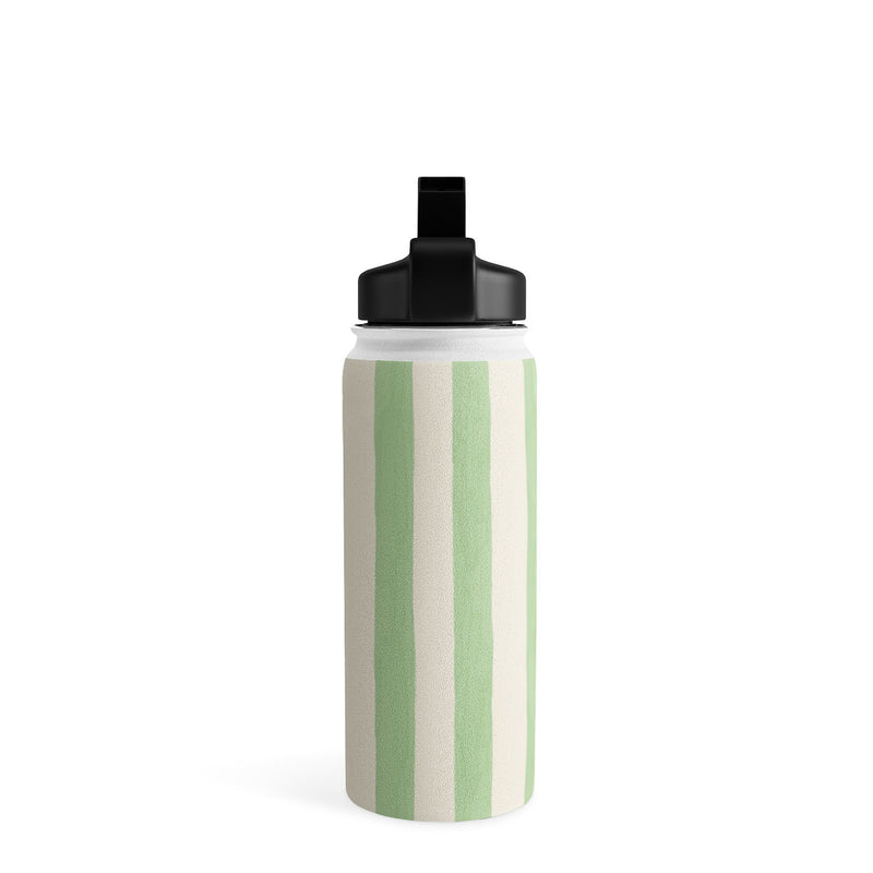 DENY Designs Spring Stripe II by Avenie Stainless Steel Double Wall Insulated Water Bottle, 18 oz., Green/White (88752-WBTL05)