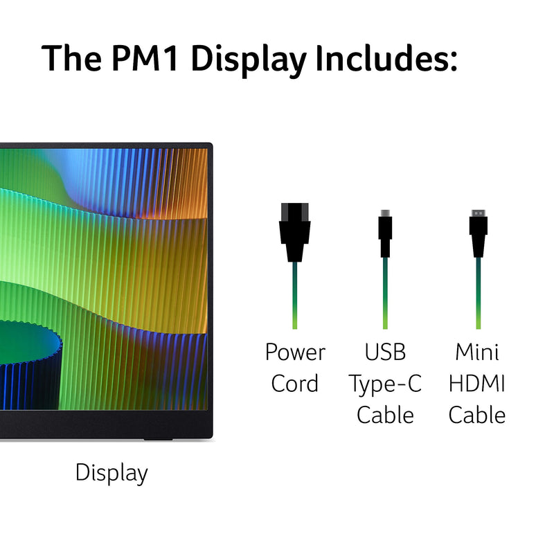 Acer PM161Q 15.6" 60 Hz LED Monitor, Black (UM.ZP1AA.A01)