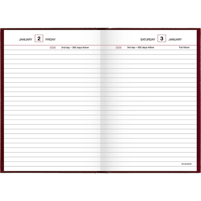 AT-A-GLANCE 2026 Hardcover Diary, 5.75" x 8.25", Wide-Ruled, Red (SD387-13-26)