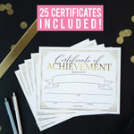 Hadley Designs Elegant Gold Award Certificates of Achievement for Students, 8" x 10", Multicolored, 25/Pack (HDDX004A2K2IP)