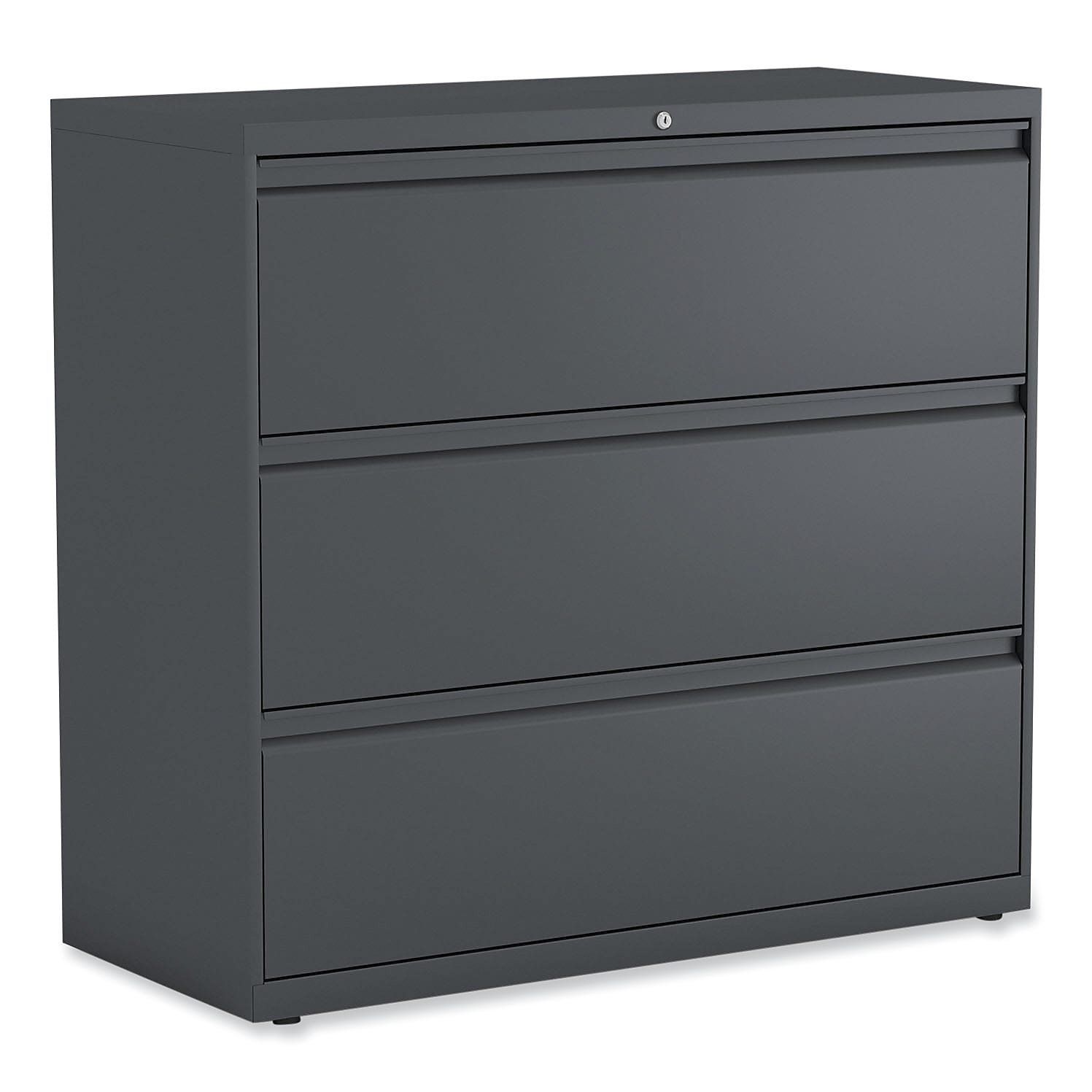 Alera 3-Drawer Lateral File Cabinet, Letter/Legal Size, Lockable, 40.25"H x 42"W x 18.63"D, Charcoal (ALEHLF4241CC)
