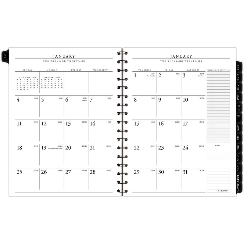 2026 AT-A-GLANCE Executive 8.75" x 6.5" Weekly & Monthly Appointment Book Refill, White/Black (70-908-10-26)