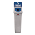 Rubbermaid Commercial Slim Jim Single-Stream Mixed Recycling Station Kit, 23 Gallon, Gray/Blue (2185055)