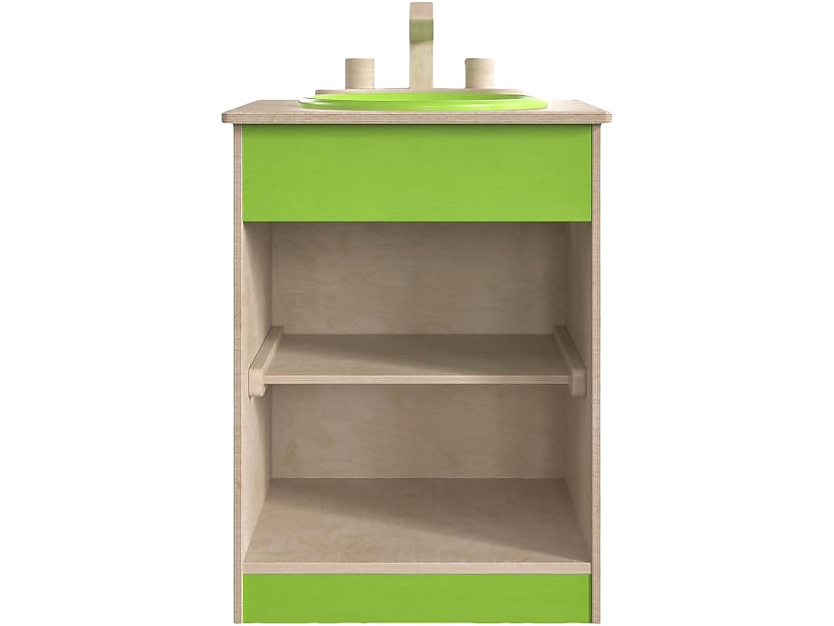 Flash Furniture Bright Beginnings 2-Section Children's Kitchen Sink with Integrated Storage, Brown/Green (MK-ME03515-GG)