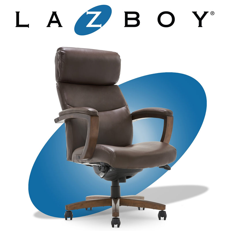 La-Z-Boy Greyson Ergonomic Bonded Leather Swivel Executive Chair, Brown (CHR10086C)