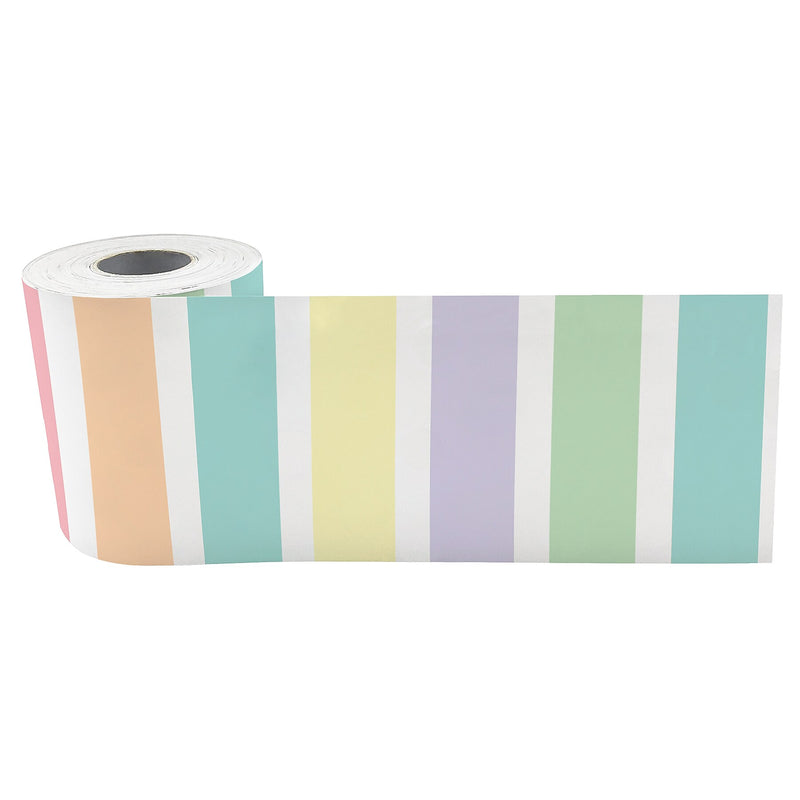 Teacher Created Resources Pastel Pop Stripes Straight Rolled Border Trim, 3" x 50', 3/Bundle (TCR9156-3)