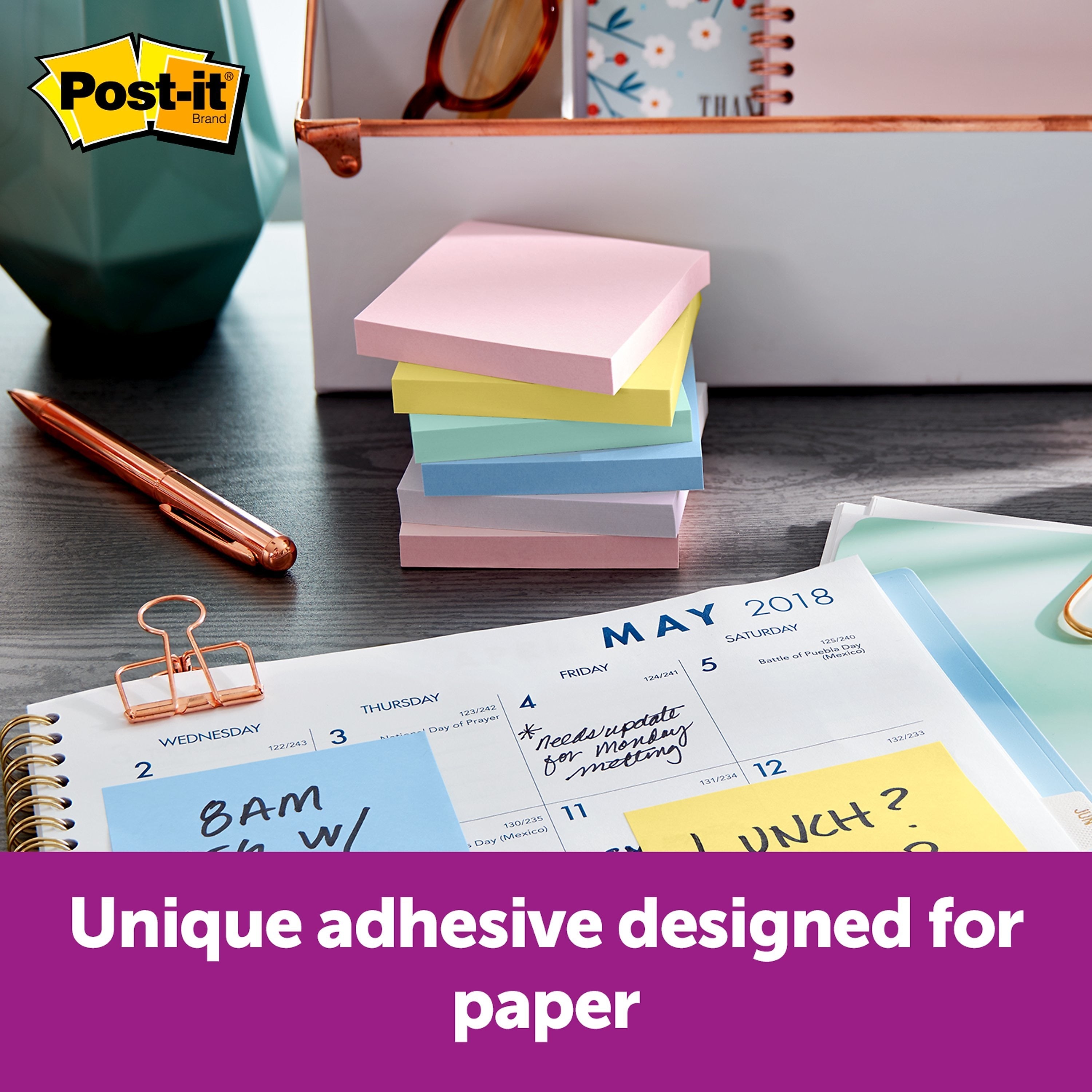 Post-it Recycled Notes, 3" x 3", Sweet Sprinkles Collection, 75 Sheet/Pad, 24 Pads/Pack (654R24CPAP)