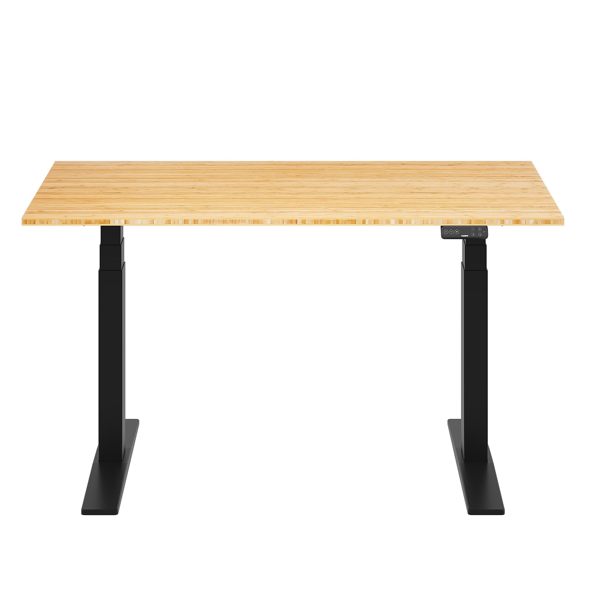 FlexiSpot E7COMMERCIAL 55''W Electric Height Adjustable Standing Desk, Bamboo/Black(E7BCOM5528-LBZB)