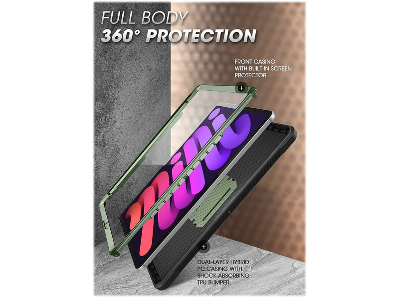 SUPCASE Unicorn Beetle PRO Shockproof Rugged Case for iPad mini 6, Dark Green (SUP-iPad2021-8.3-UBPro-SP-Guldan)