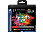 Staedtler Basic Colours Pigment Brush Pens, Assorted Inks, 12/Pack (371 C12-1 10 35)
