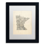 Trademark Fine Art ''Old Sheet Music Map of Minnesota'' by Michael Tompsett 11" x 14" Black Frame (MT0538-B1114MF)