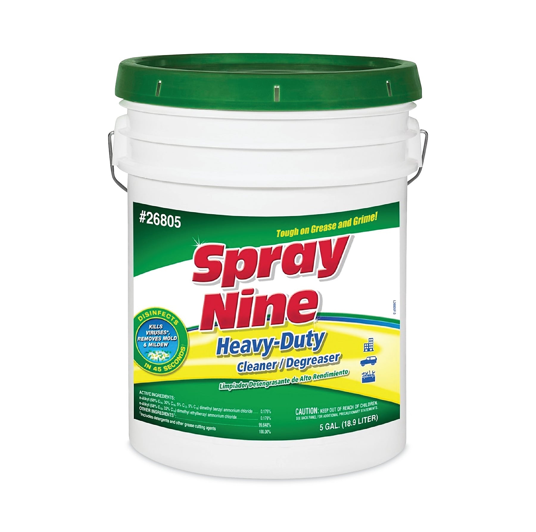 Spray Nine® Heavy Duty Cleaner/Degreaser/Disinfectant, Citrus Scent, 5 gal Pail